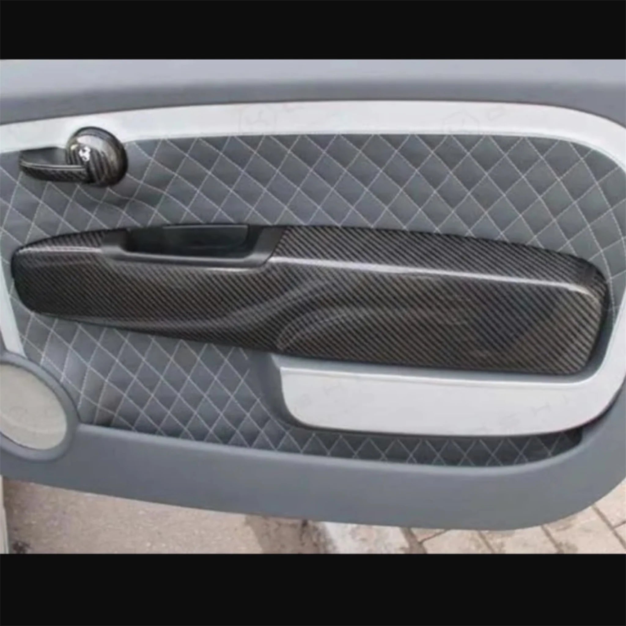 Pre-order) Pair of Real Carbon Fiber Inner Door Covers for Fiat 500 Abarth - 595 - 695