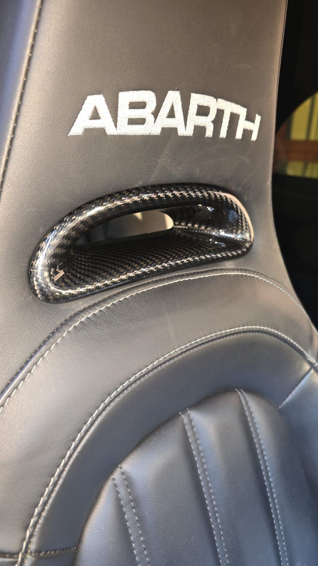 Pair of Carbon Fiber seat belt pass-through covers for Fiat 500 Abarth - 595 - 695.