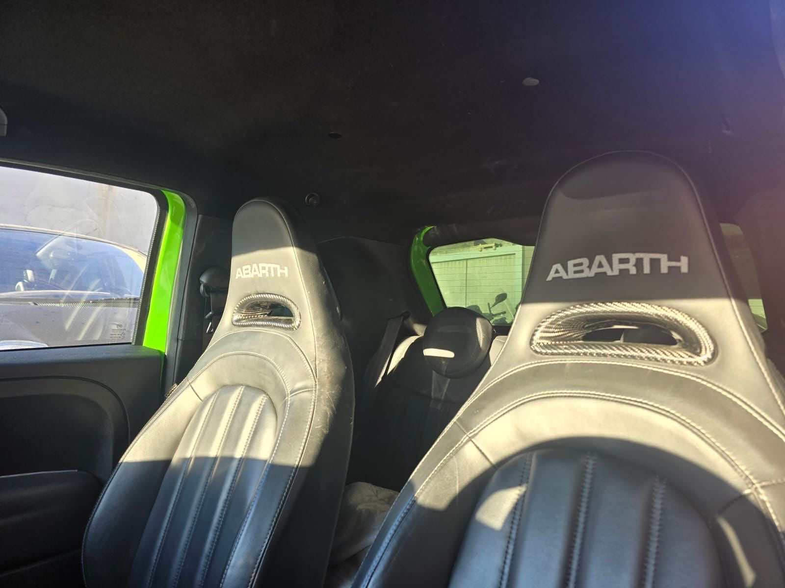 Pair of Carbon Fiber seat belt pass-through covers for Fiat 500 Abarth - 595 - 695.